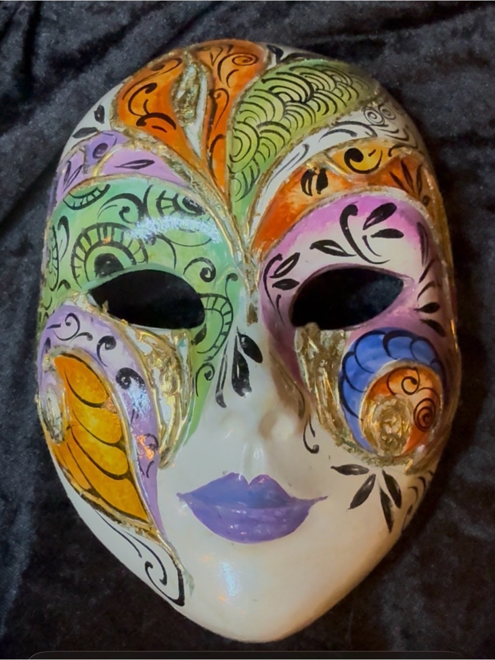 By Papier Mache Handpainted Decorative Venetian Mask made in Italy